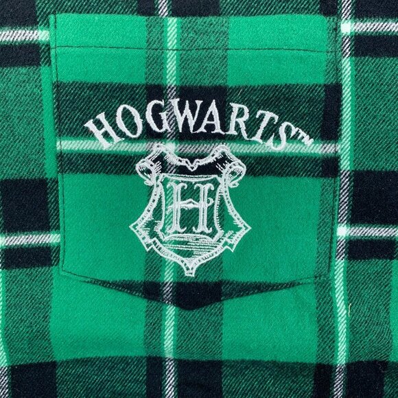 Harry Potter Cakeworthy Mens Shirt XL Green Plaid Flannel Button Up Slytherin - Picture 4 of 8